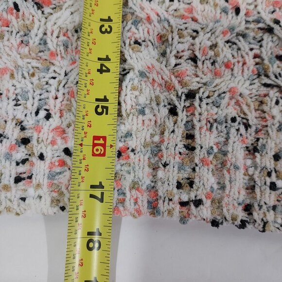 Jessica Simpson White Confetti Multi-Color Cropped Knit Sweater Ribbed Cuff Larg - Picture 6 of 14